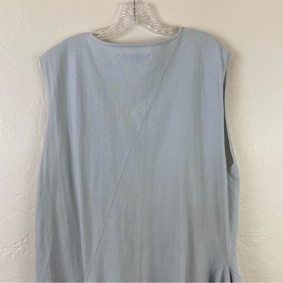 Free People Beach Medium Light Blue Cotton Knit Sleeveless Asymmetrical Dress - Picture 6 of 6